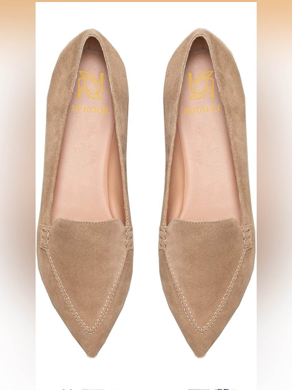 Casual Pointed Toe Loafer Flats Shoes Slip On Suede Penny Loafers Flat Heel